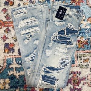 JADED LONDON Extremely ripped jeans, light blue, size w28 men’s